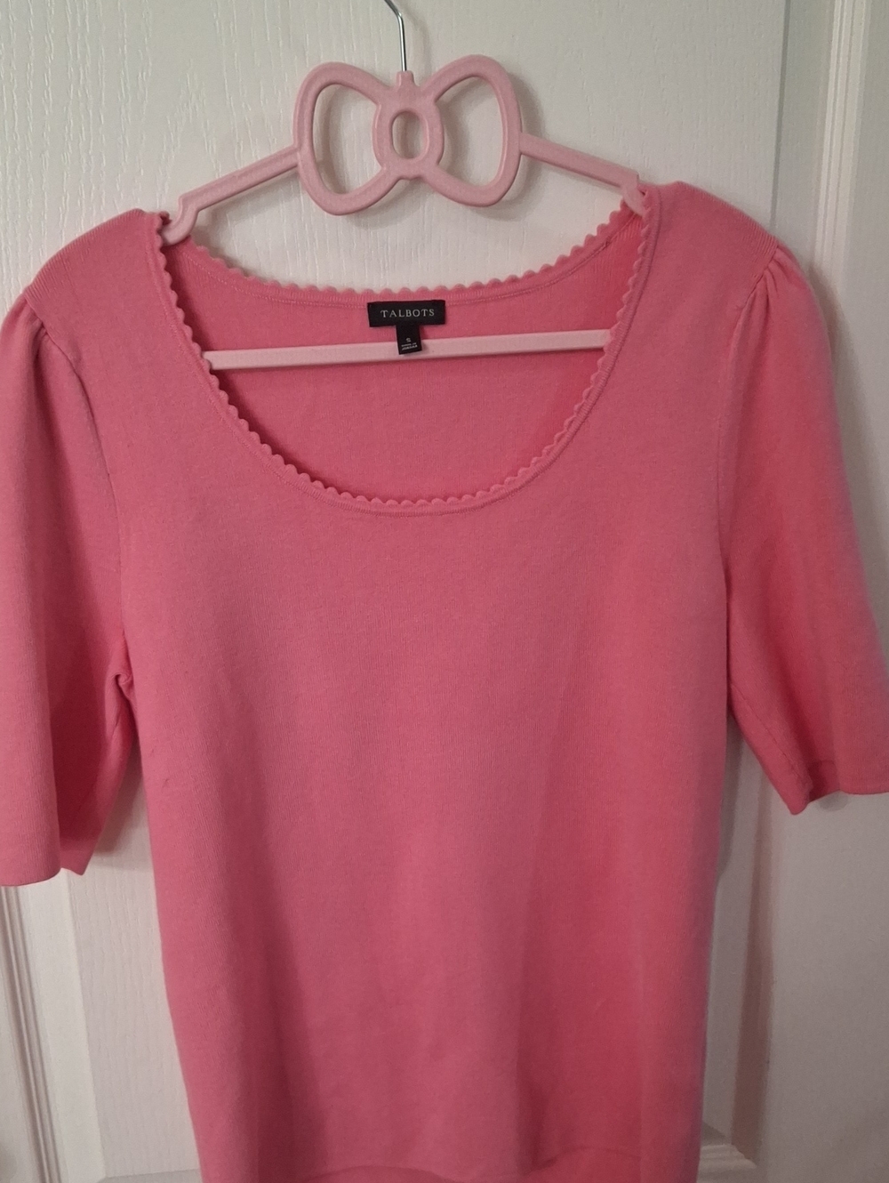 Talbots Pink Scoop Neck Short Sleeve Top Like New Size S